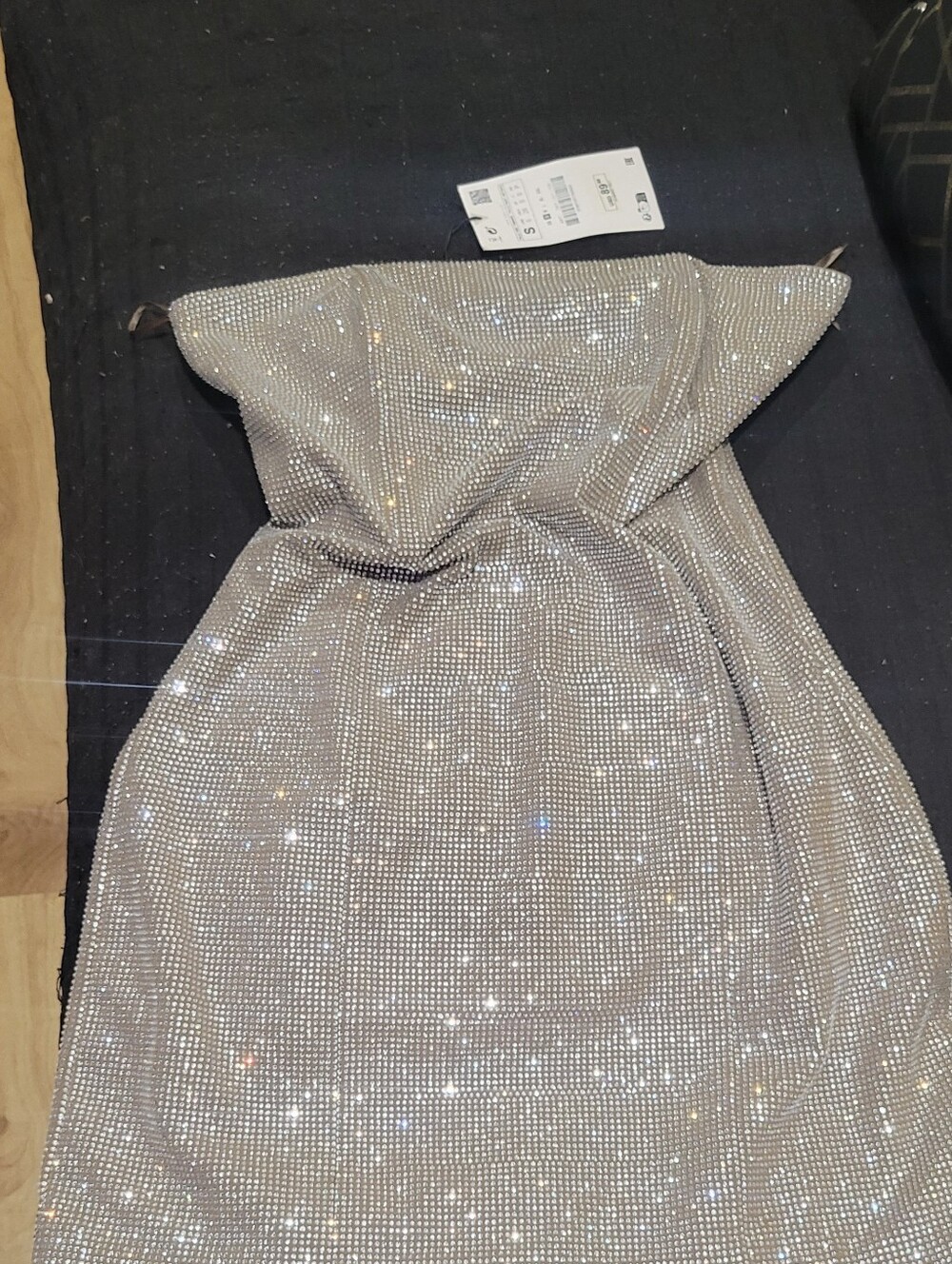 Strapless Sequin Cocktail Dress - Silver